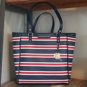 NWT Tommy Hilfiger Shopper Purse Bag Tote Navy Red